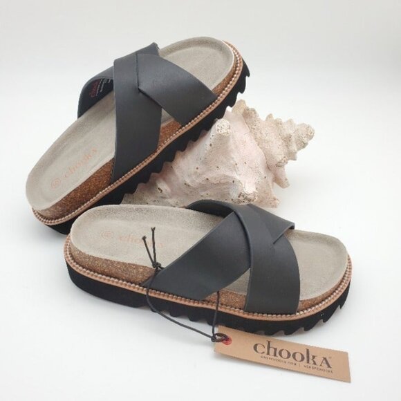 BUY ONE GET ONE FREE Chooka Paige Size 9 Leather & Cork Slide Sandal - Picture 2 of 7